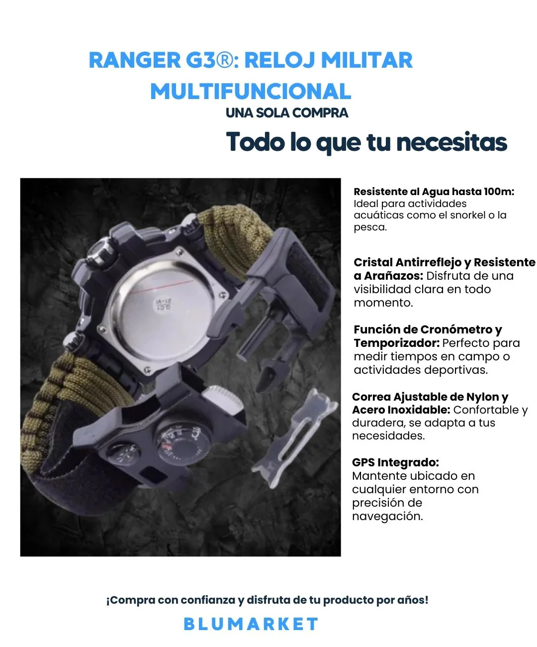Reloj de supervivencia 8 en 1: ¡Envío gratuito y pago contra entrega!