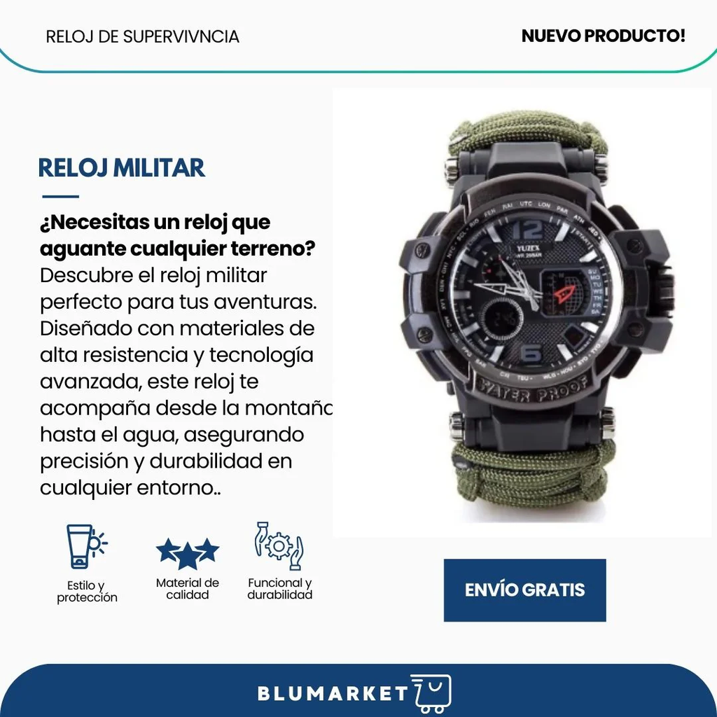 Reloj de supervivencia 8 en 1: ¡Envío gratuito y pago contra entrega!